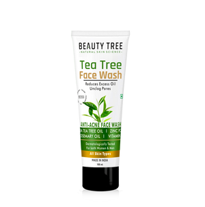 Beauty Tree Tea Tree Face Wash with Rosemary Oil, Zinc PCA & Aloe Vera Extract | For Clear Skin | Acne & Acne Marks | Women & Men 100 ml