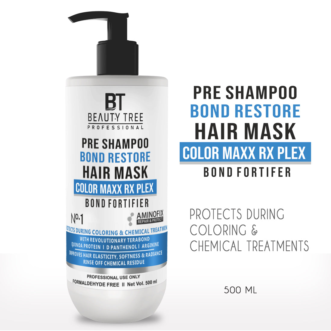 Beauty Tree Professional Pre Shampoo Bond Fortifier Hair Mask For Home & Professional use to Protects Damage After Coloring, Lightening and Lifting Procedure For Women & Men 500 ml