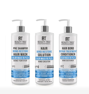 Beauty Tree Professional Color Maxx Rx Hair Bond Treatment, Sustainer & Conditioner Set Pro Treatments For Damaged, Dry & Frizzy Hair | Hair Bond Repair | For Women & Men 750 ml