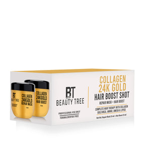 Beauty Tree Professional Collagen V24 K Gold Repair Mask + Hair Boost Complete Hair Repair Treatment | For Salon Smooth Straight Hair | For Men and Women (35+35) 70 ml