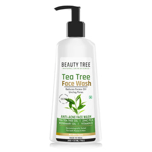 Beauty Tree Tea Tree Face Wash with Rosemary Oil, Zinc PCA & Aloe Vera Extract | For Clear Skin | Acne & Acne Marks | Women & Men 250 ml