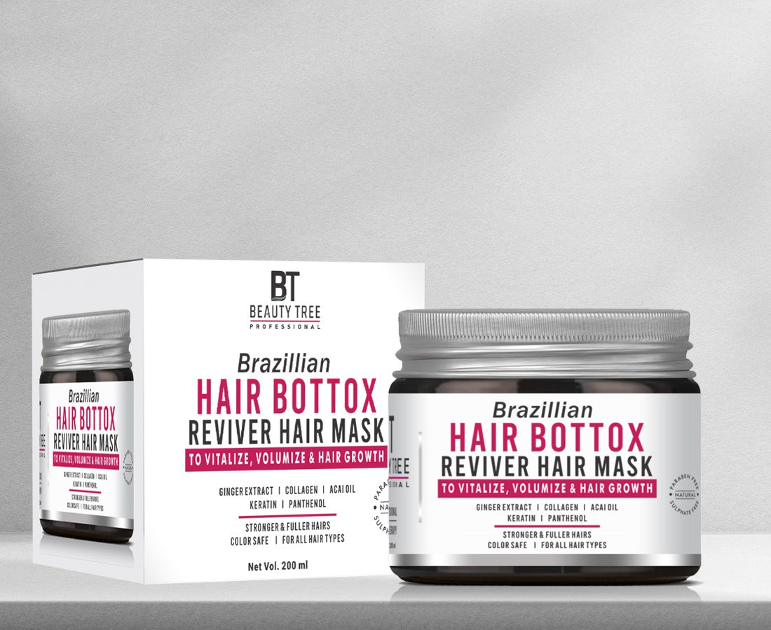 Beauty Tree Professional Brazillian Bottox Reviver Hair Mask, Formaldehyde Free, For Volumous, Soften Shiny Hair | Keratin Hair Cream For Women & Men 200 ml