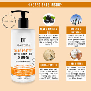 Beauty Tree Color Protect Reviver Moisture Shampoo With Quinoa Protein, Acai & Marula oil to Protect Color &Repair Damaged Hair 300 ml