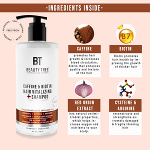 Beauty Tree Caffeine Biotin Hair Vitalizing Shampoo With Biotin & Onion Extract Reduces hair fall, promotes hair growth 300 ml