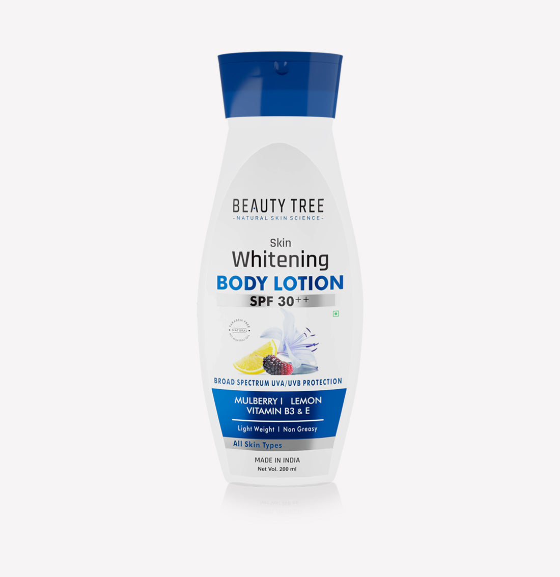 Beauty Tree Whitening Body Lotion SPF 30++ Body Lotion Mulberry, Lemon Oil & Vitamin E & B3 | For Skin Lightening | SPF Lotion | Women & Men 200 ml