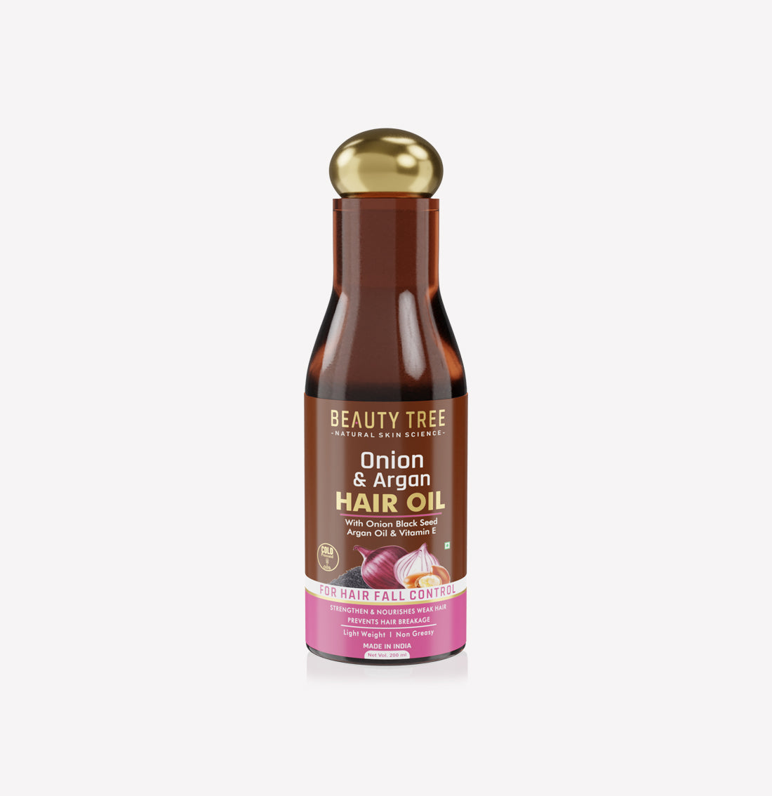 Beauty Tree Onion & Argan Hair Oil with Organic Moroccan Argan Oil, Vitamin E & Squalene | Hair Strengthening | For Dry & Damage Hair 200 ml
