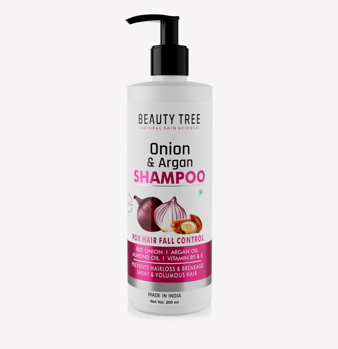 Beauty Tree Onion and Argan Oil Hair Shampoo With Onion For Hair Growth & Hair Fall Control | Sulphate Free Parabens Free 200 ml