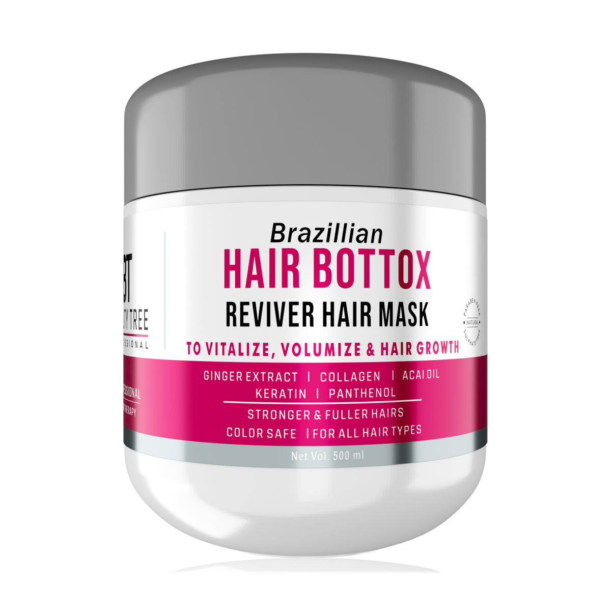 Beauty Tree Professional Brazillian Bottox Reviver Hair Mask, Formaldehyde Free, For Volumize, Soften Shiny Hair | Keratin Hair Cream For Women & Men 500 ml