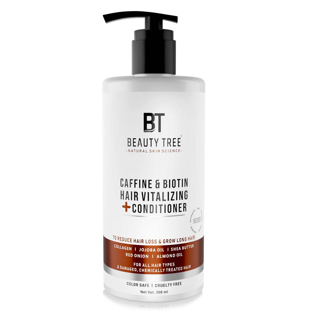 Beauty Tree Caffeine & Biotin Revitalize + Hair Conditioner With Biotin & Onion Extract Reduces Hair Fall, Promotes Hair Growth 300 ml