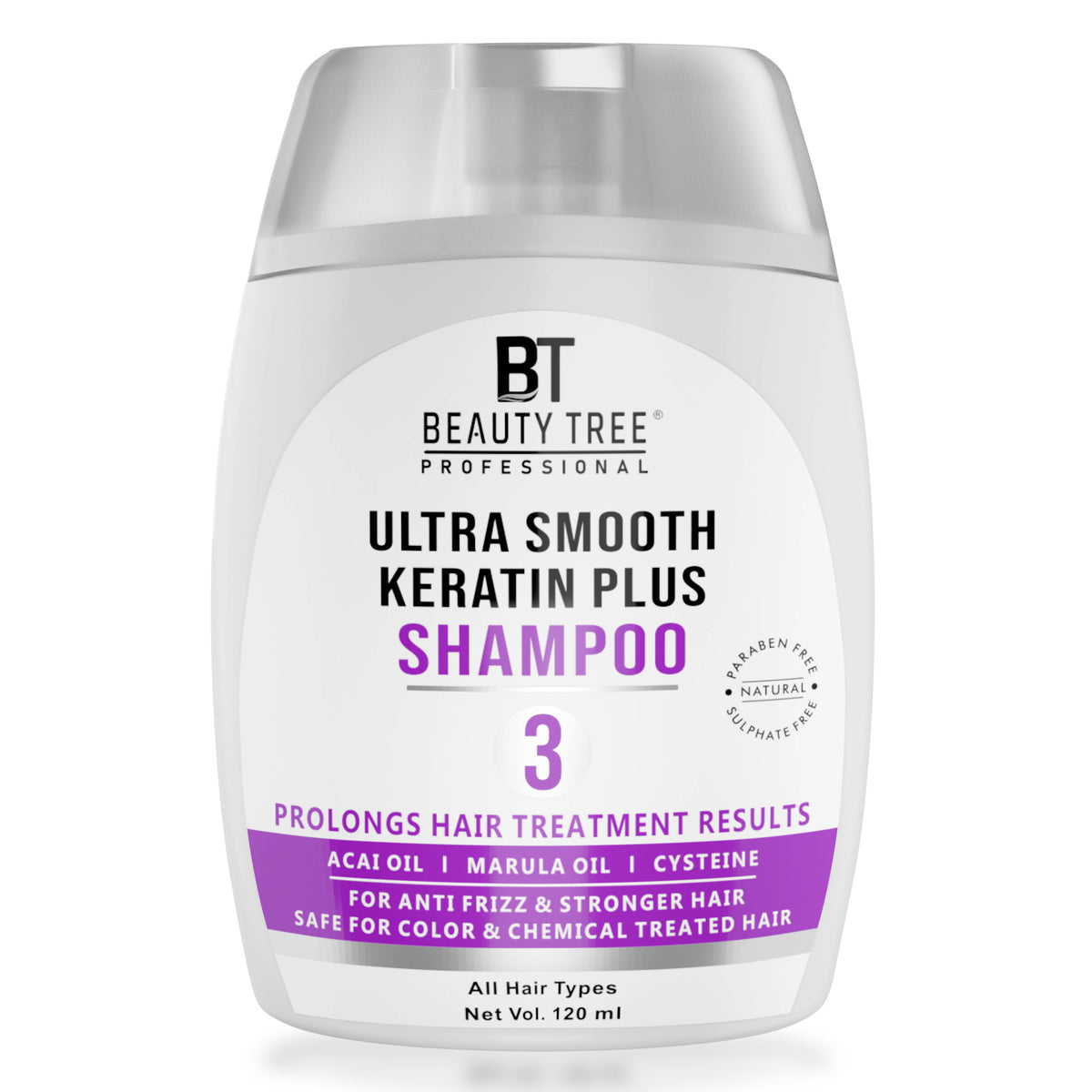 Beauty Tree Ultra Smooth Keratin Plus Cream Hair Shampoo for Dry & Damaged Hair | Shampoo for Strengthening and Repairing Hair, With Wheat Protein, For Men & Women 120 ml