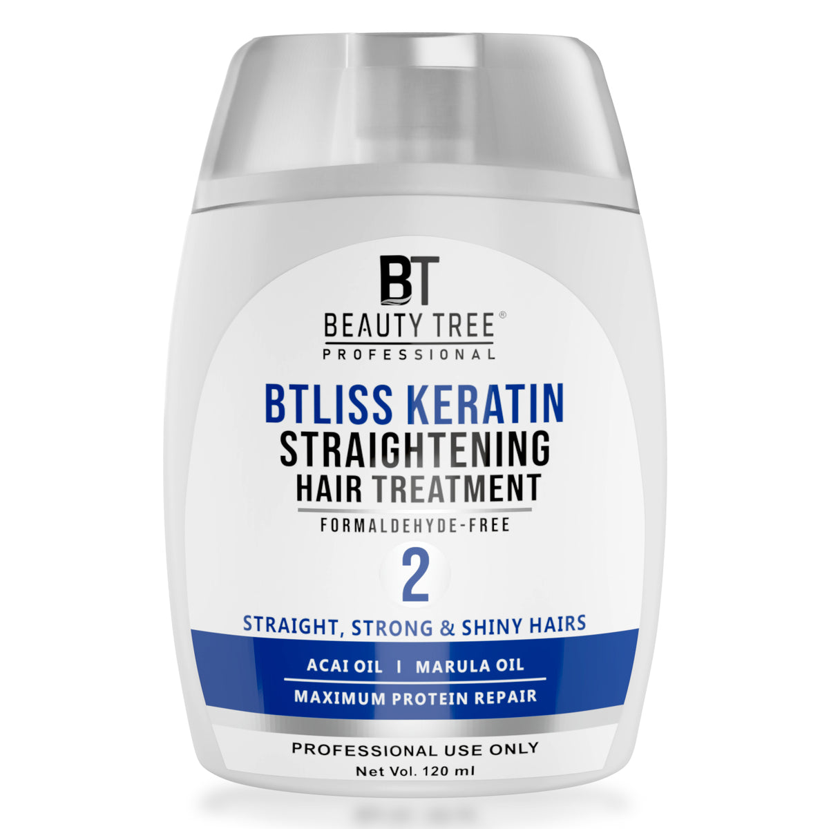 Beauty Tree BTliss Hair Straightening Keratin Treatment Formaldehyde Free, Professional Hair Treatment For Salon Smooth Straight Hair | Formaldehyde Free | Hair Keratin For Women & Men 120 ml