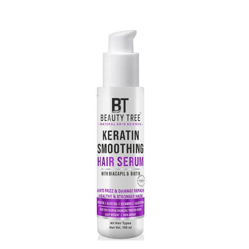 Beauty Tree Keratin Hair Serum Smoothing with Hydrolyzed Keratin For Repair Damaged Hair For Men & Women 100 ml