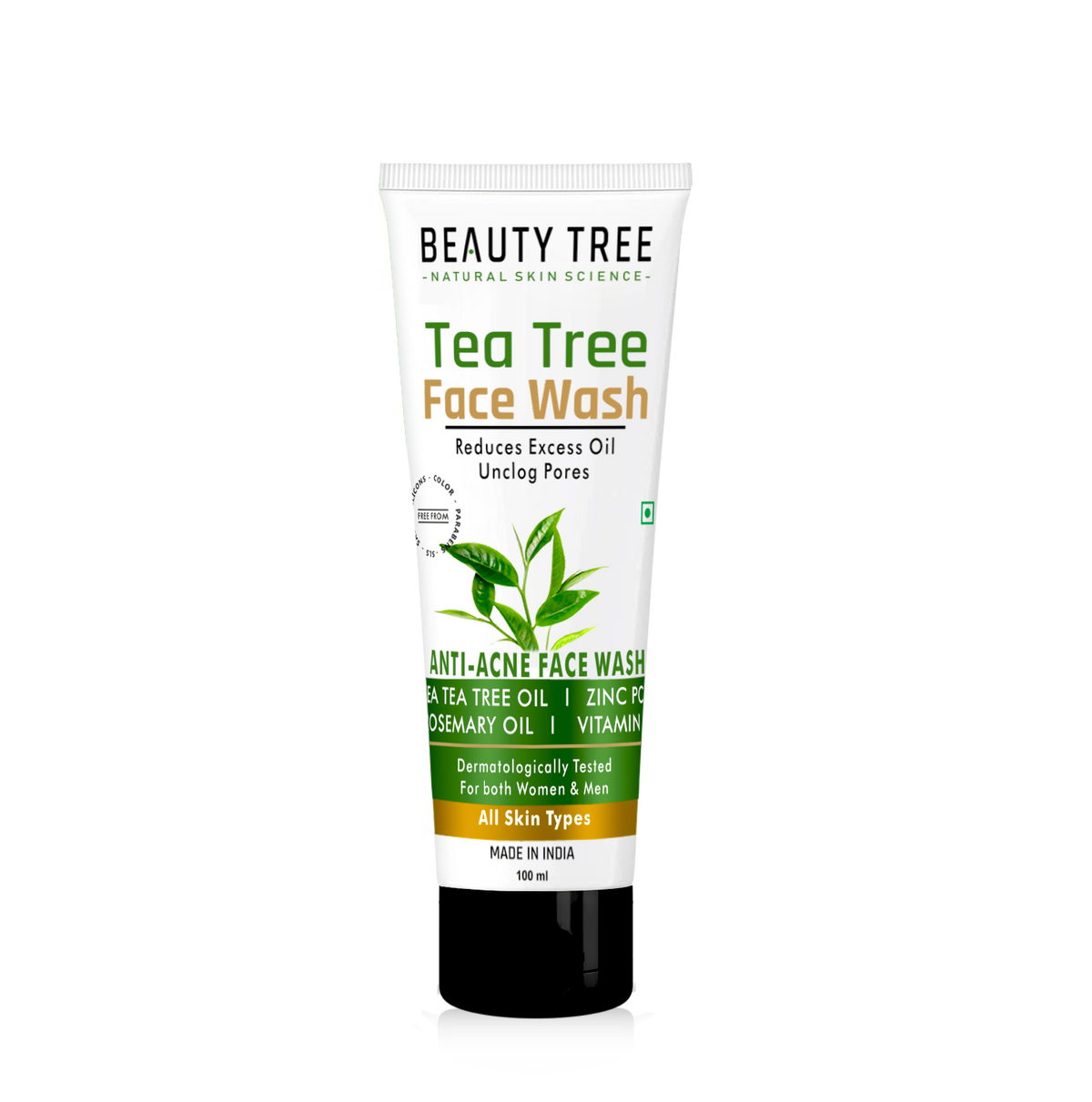 Beauty Tree Tea Tree Face Wash with Rosemary Oil, Zinc PCA & Aloe Vera Extract | For Clear Skin | Acne & Acne Marks | Women & Men 100 ml