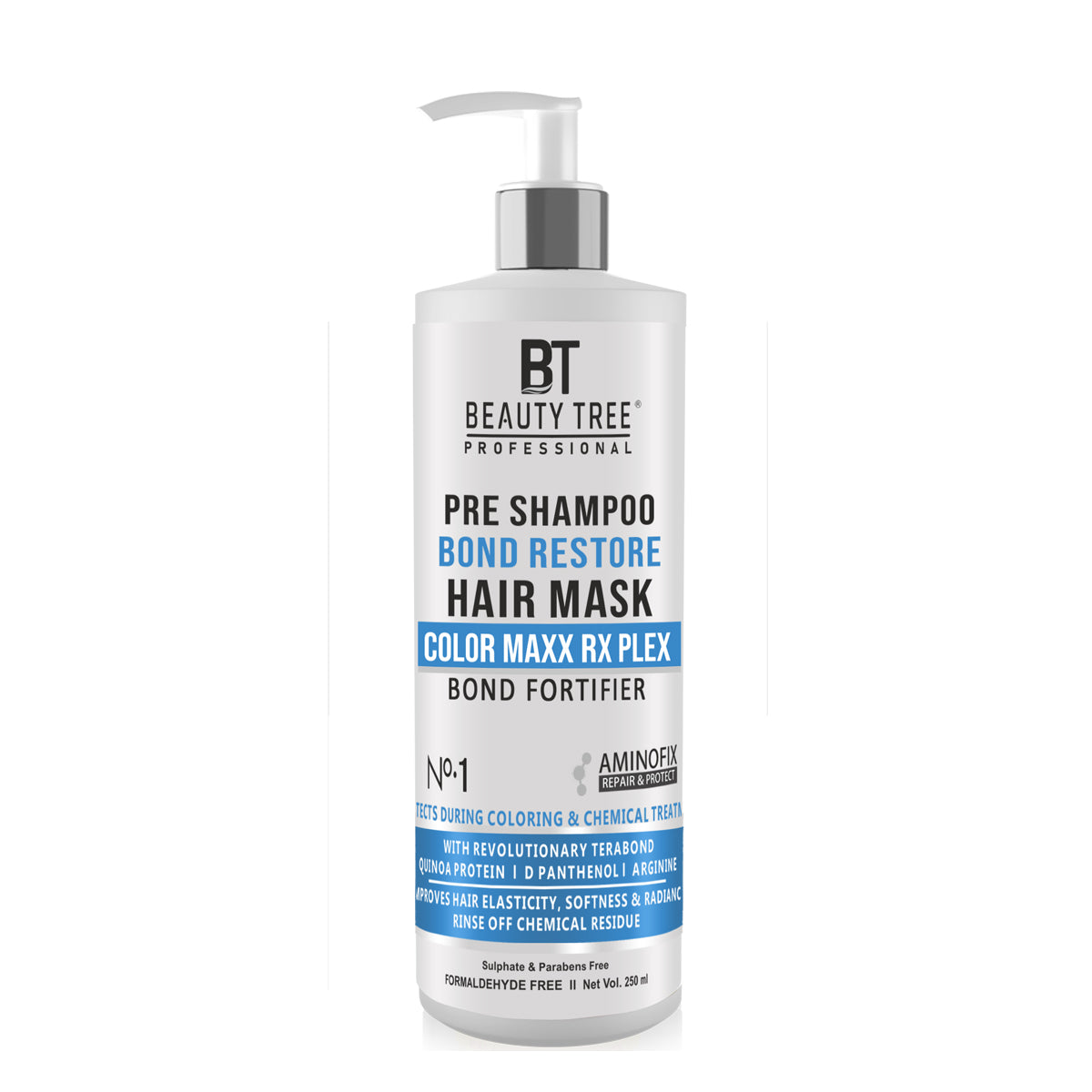 Beauty Tree Professional Color Plex Maxx Rx Pre Shampoo Bond Fortifier Hair Mask For Damaged, Dry & Frizzy Hair | Hair Bond Repair | For Women & Men 250 ml