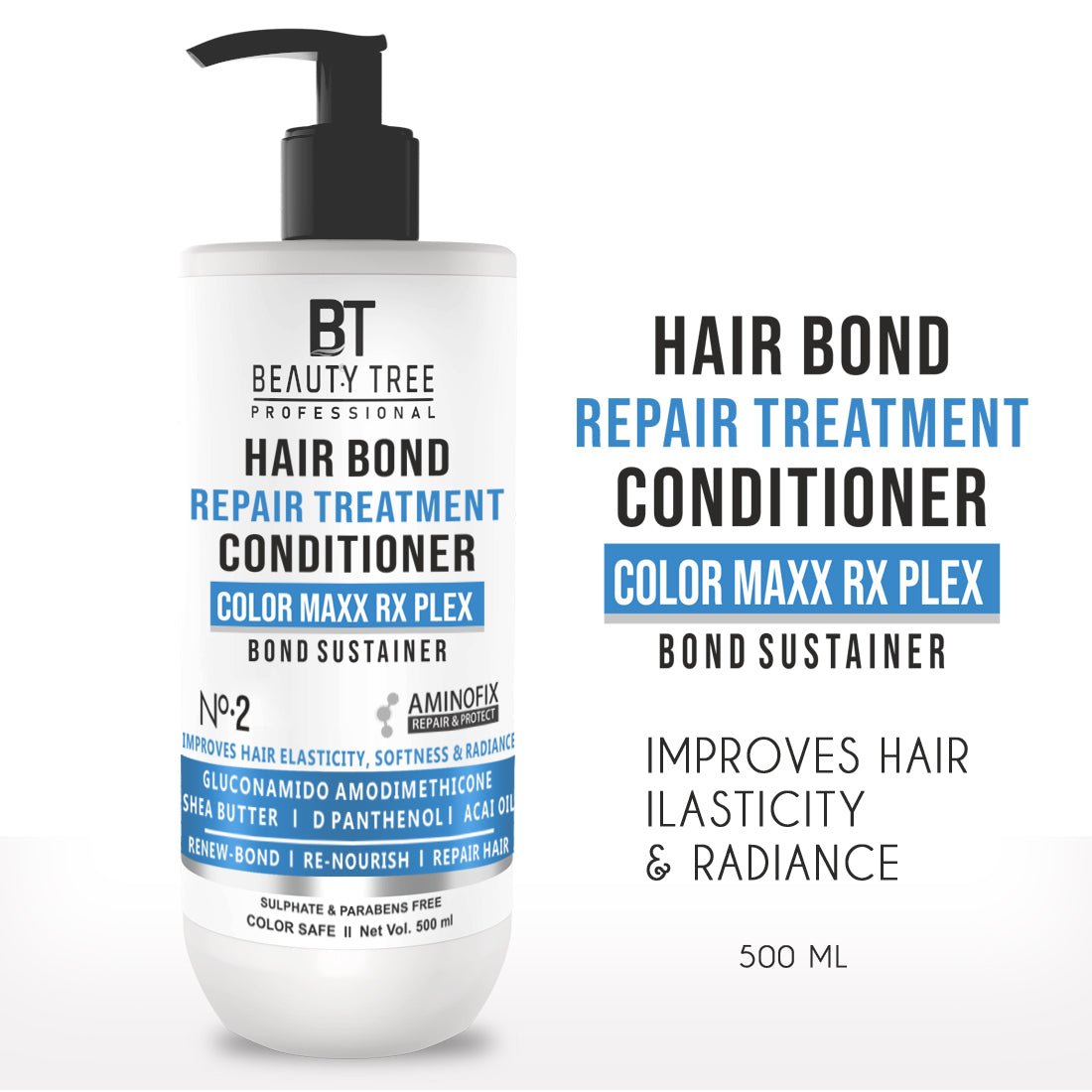 Beauty Tree Professional Color Plex Maxx Rx Bond Sustainer Hair Conditioner For Damaged, Dry & Frizzy Hair | Hair Bond Repair | For Women & Men 500 ml
