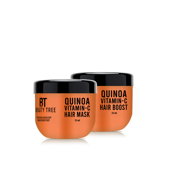 Beauty Tree Professional Quinoa Vitamin C Hair Boost Shot Complete Hair Repair Treatment | For Salon Smooth Straight hair | For Men and Women (35+35) 70 ml