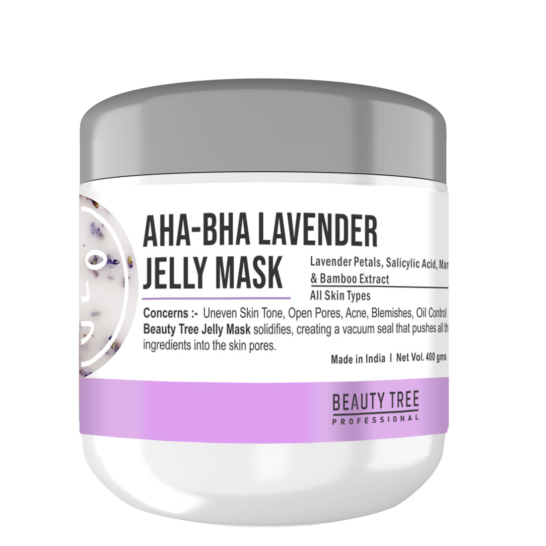 Beauty Tree AHA BHA Lavender Jelly Face Mask | Soothing, Calming & Relaxing Skin | Jelly Face Mask For Women & Men 400 ml