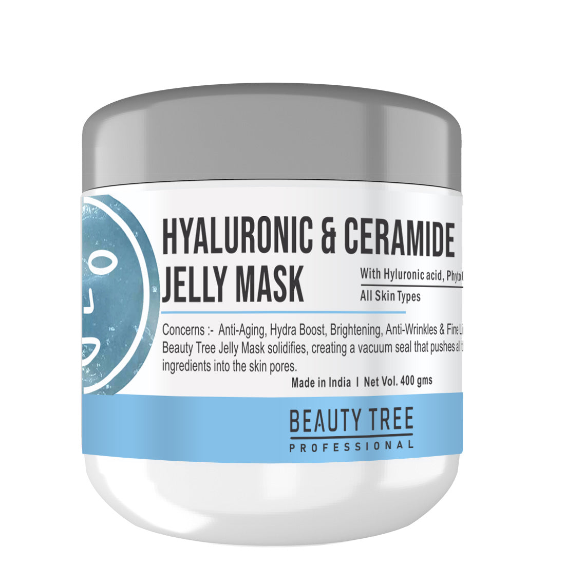 Beauty Tree Hyaluronic & Ceramide Jelly Face Mask With Aloevera & Hyaluronic Acid | Anti Aging | For Women & Men 400 ml