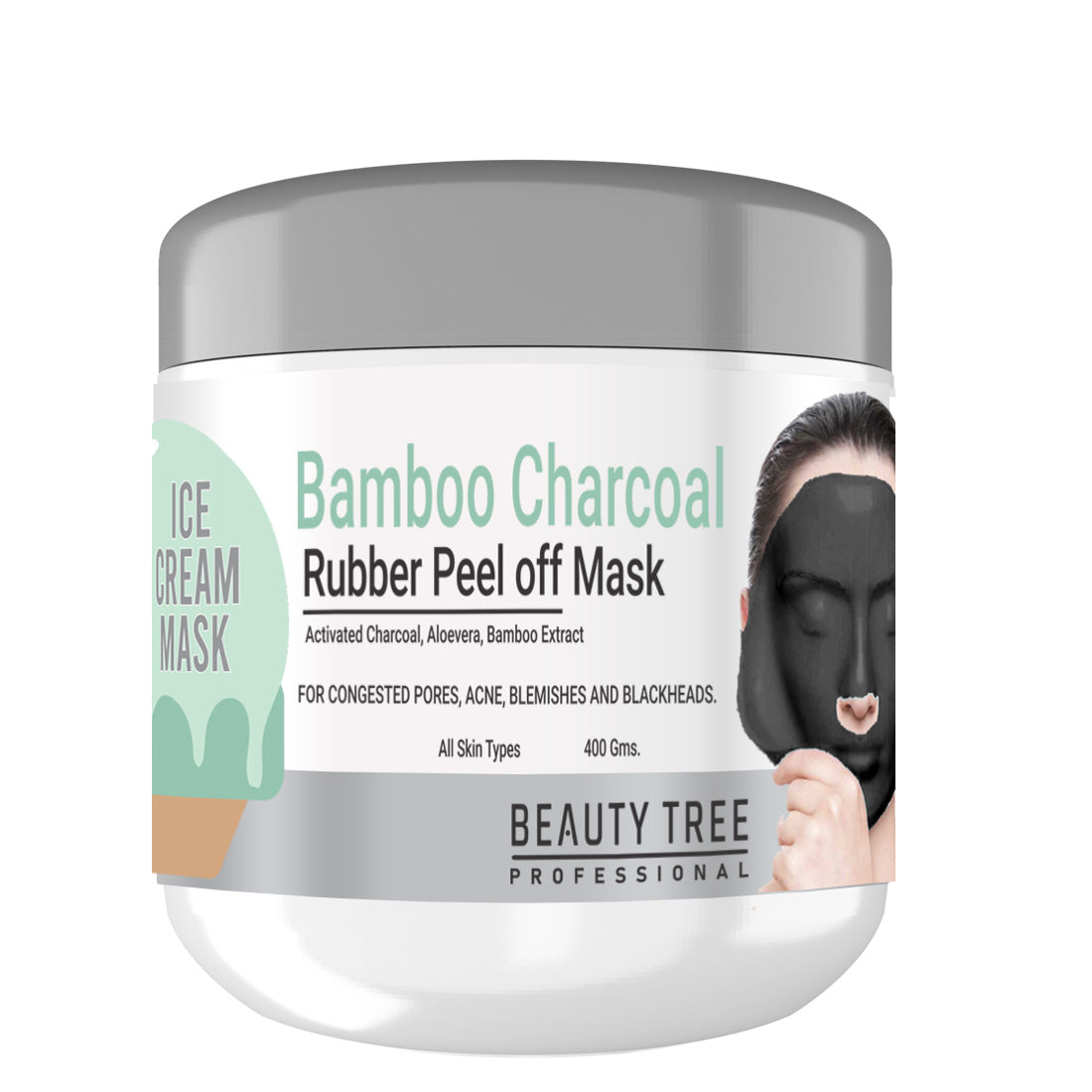 Beauty Tree Bamboo Charcoal Rubber Peel off Mask | For Skin Brightening & Glow | For Women & Men 400 ml