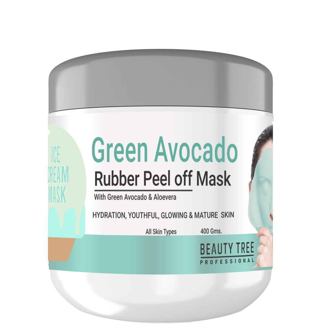 Beauty Tree Green Avocado Rubber Peel off Mask | For Radiance & Glowing Skin | For Women & Men 400 ML