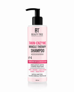 Beauty Tree Professional Tanin Enzyme Miracle Therapy Shampoo No 4 With Tannin, Arginine, Liquid Keratin For Repair Damaged Follicles For Salon Smooth Straight Hair | For Men and Women 100 ml