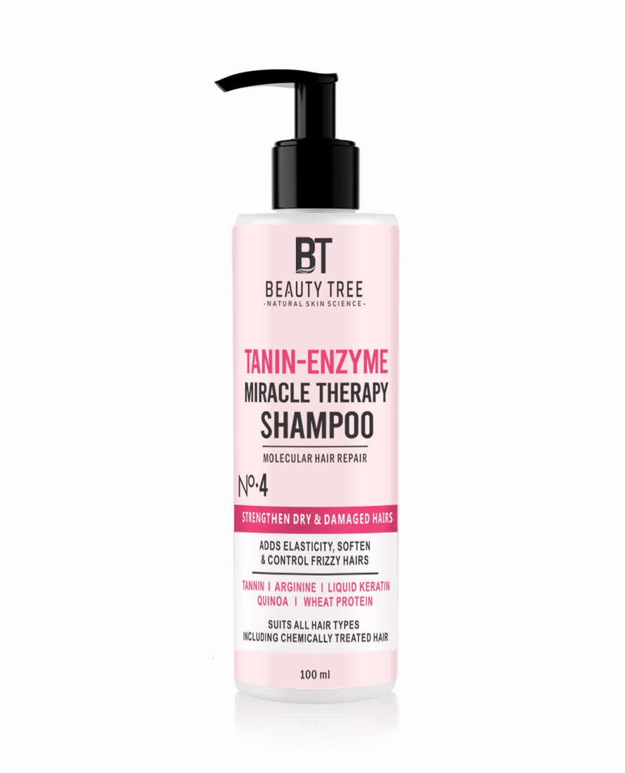 Beauty Tree Professional Tanin Enzyme Miracle Therapy Shampoo No 4 With Tannin, Arginine, Liquid Keratin For Repair Damaged Follicles For Salon Smooth Straight Hair | For Men and Women 100 ml