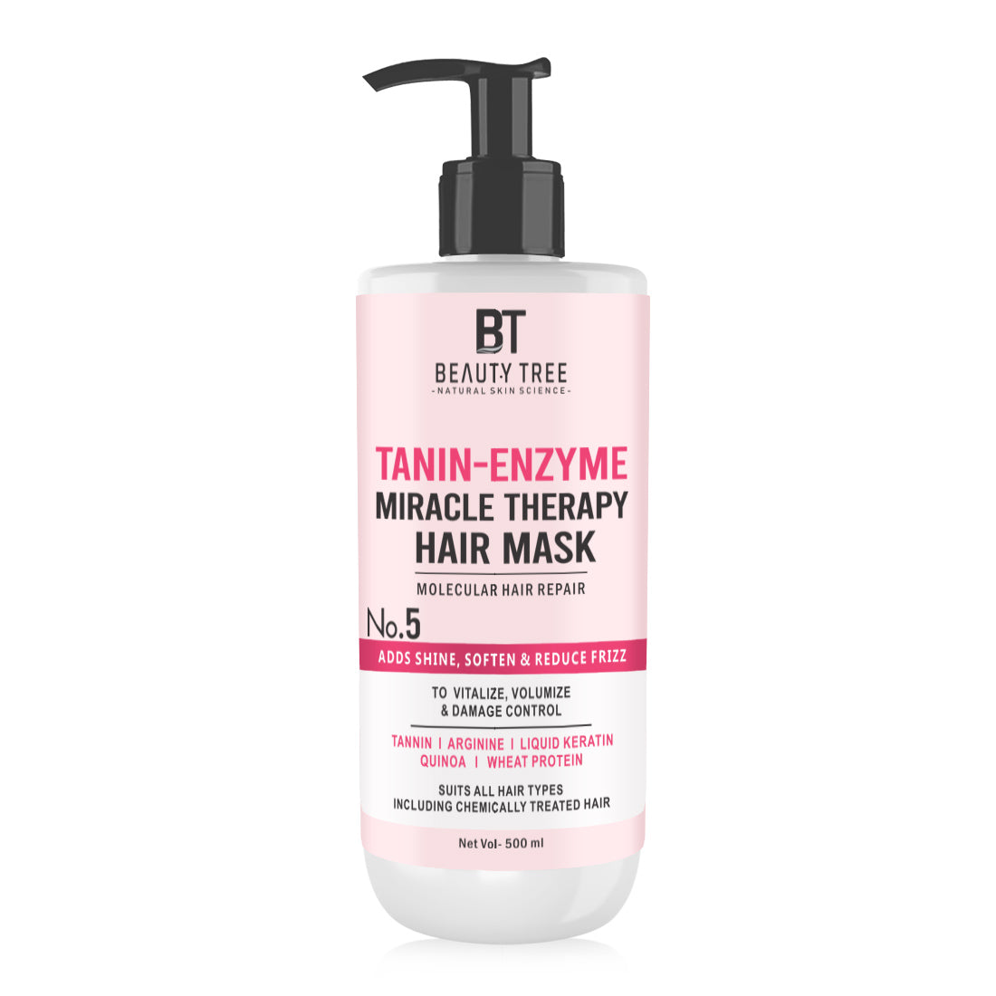 Beauty Tree Professional Tanin Enzyme Miracle Therapy hair mask No.5 With Tanin, Arginine, Liquid Keratin For provide smoothing, deep hydration 500 ml