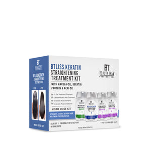 Beauty Tree Btliss Keratin Straightening Hair Treatment Marula & Acai Oil Mono Dose Kit With Keratin Protein & Acai Oil For gives Hair Flexibility, Protect Color, Repair Damaged Hair, 480 ml(120mlX4)