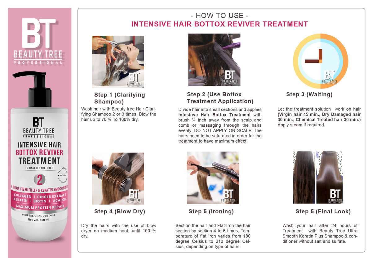 Beauty Tree Intensive Hair Bottox Reviver Treatment Formaldehyde free, Professional Hair treatment for Hair Repair, Shine & Straight hair 500 ml