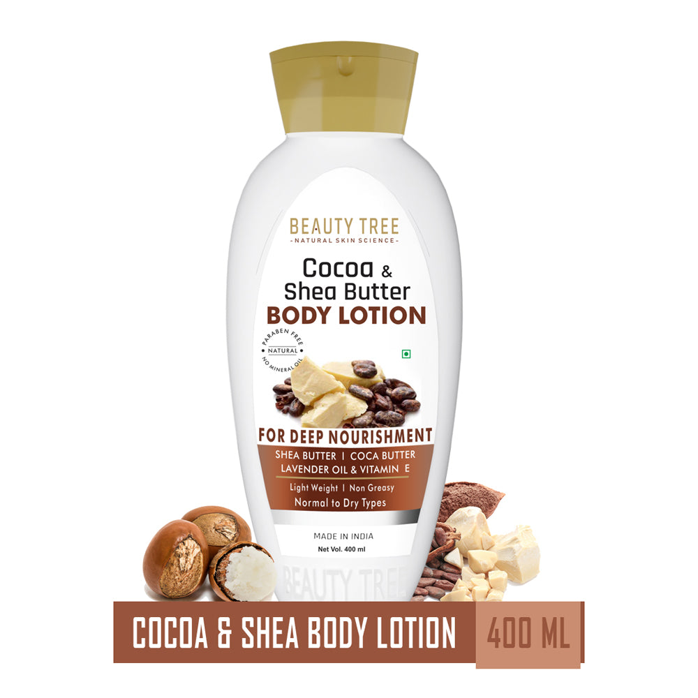 Beauty Tree Cocoa & Shea Butter Body Lotion for deep nourishment & moisturisation 400 ml