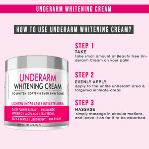 Beauty tree Under Arm Whitening Cream for Lightening Underarm and Intimate Area 100 ml