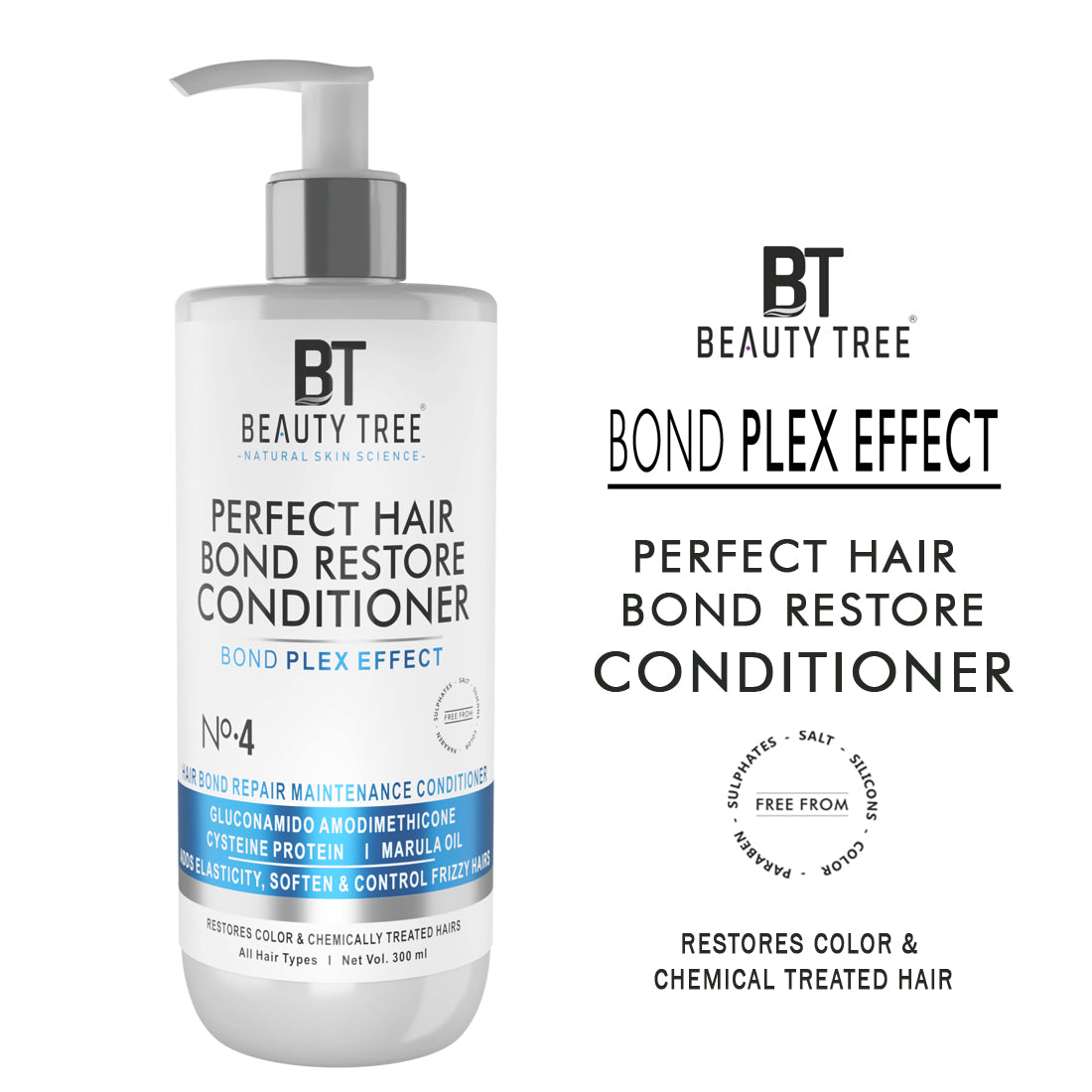 Beauty tree Perfect Hair Bond Restore conditioner With Arginine & Hair Amino Acid to Repair Damaged Hair bond 300 ML