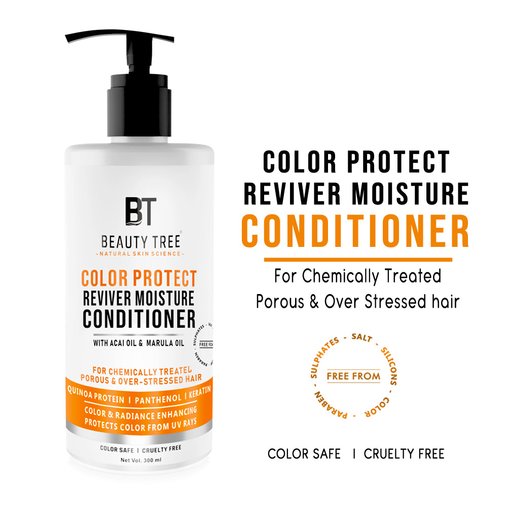 Beauty Tree Color Protect Reviver Moisture Conditioner With Quinoa Protein, Acai & Marula oil to Protect Color & Repair Damaged Hair 300 ml