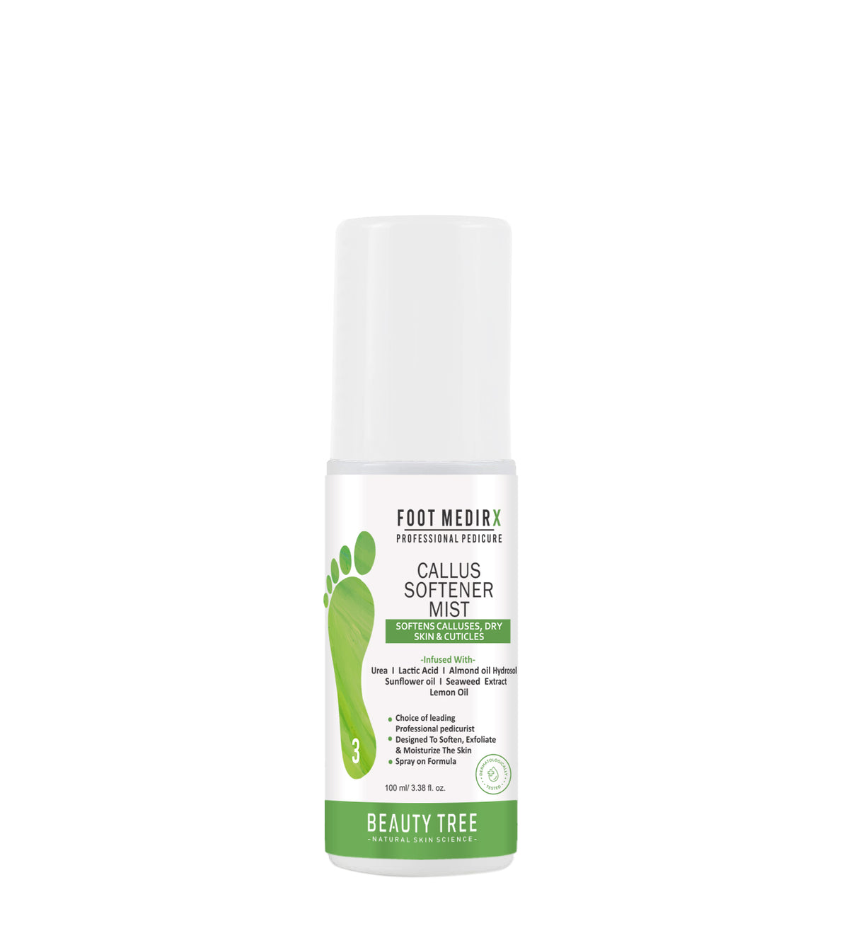 Beauty Tree Callus Softener Mist With Urea, Lactic Acid & Lemon Oil | For Hydration & Moisturization | For Rough Dry & Cracked Heel 100 ml