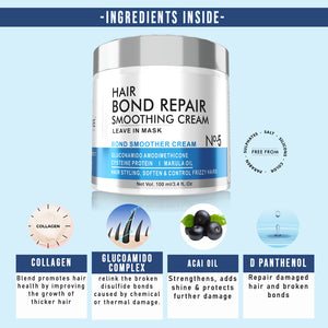 Beauty tree Hair Bond Repair Smoothing Leave- in Cream epairing hair proteins for stronger, flexible hairs 100 ml