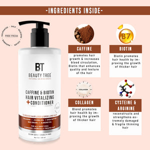 Beauty Tree Caffeine & Biotin Revitalize + Conditioner With Biotin & Onion Extract Reduces hair fall, promotes hair growth 300 ml