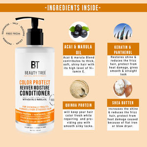 Beauty Tree Color Protect Reviver Moisture Conditioner With Quinoa Protein, Acai & Marula oil to Protect Color & Repair Damaged Hair 300 ml