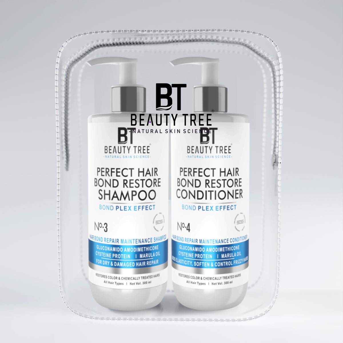 Beauty Tree Perfect Hair Bond Restore Shampoo & Conditioner With Arginine & Hair Amino Acid For Damaged, Dry & Frizzy Hair | Hair Bond Repair | For Women & Men 600(300X2) ml