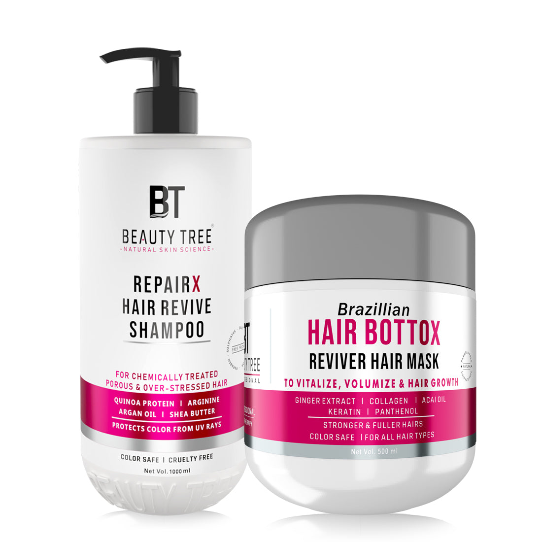 Beauty Tree Repairx Revive Hair Shampoo | Strengthening and Repairing Hair | pH Balanced | Sulphate Free Shampoo For Women & Men 1000 ml