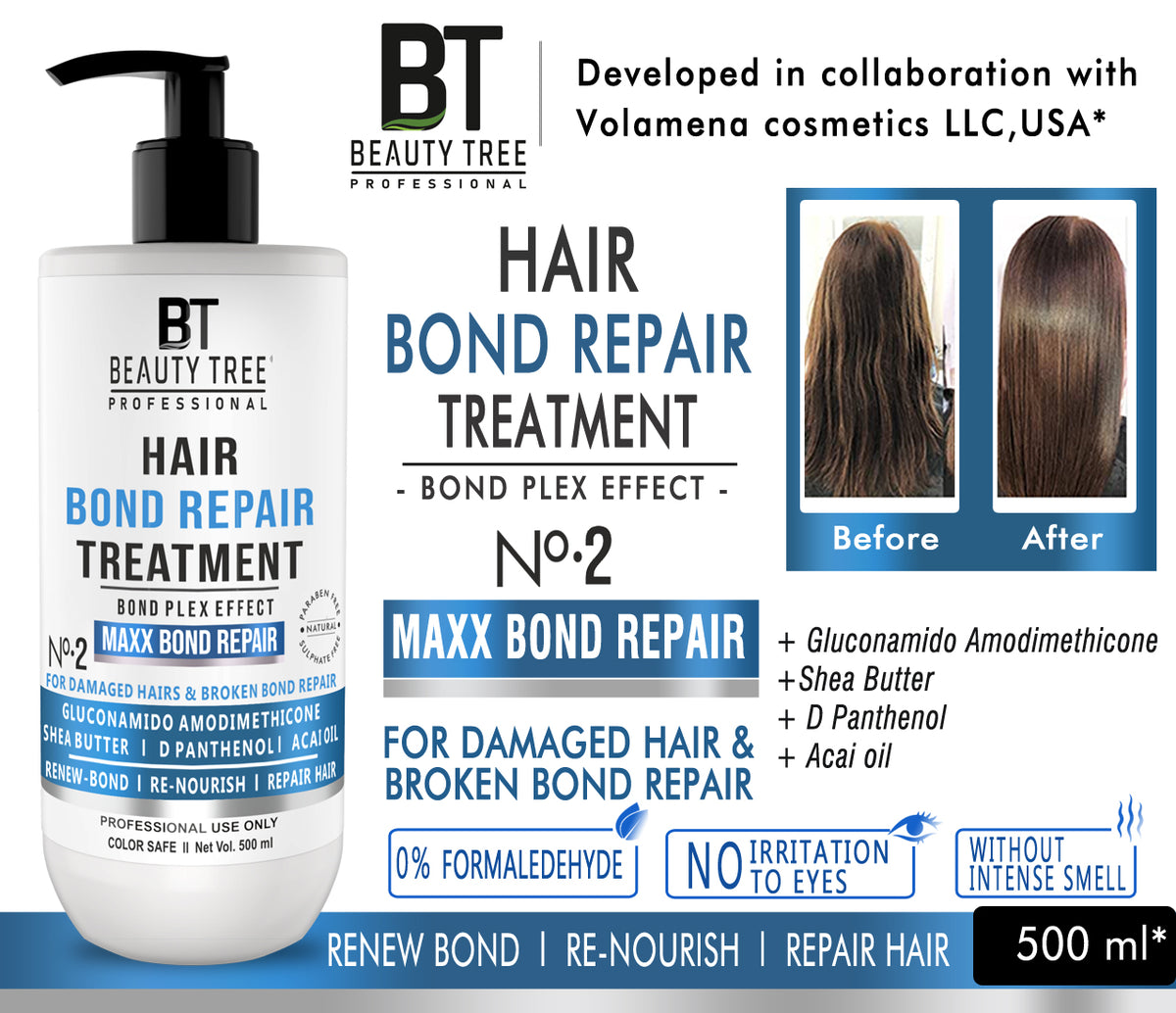 Beauty Tree Hair Bond Repair Maxx treatment for Damaged & Broken Bond Repair 500 ml