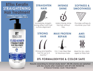 Beauty Tree BTliss Hair Straightening Keratin Treatment Formaldehyde free, Professional Hair treatment for strong shiny & Straight Hair 500 ml
