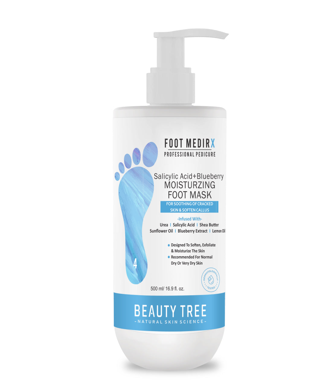 Beauty Tree Salicylic Acid+Blueberry Moisturizing Foot Gel Mask for Cracked Heels | Feet Dead Skin Remover | Urea Cream | Crack Heel Repair Mask 500 ml