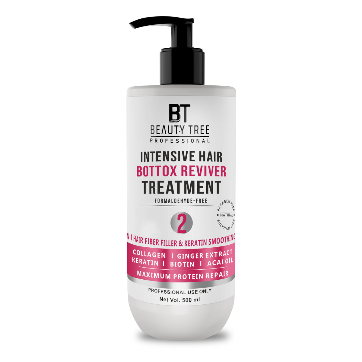Beauty Tree Intensive Hair Bottox Reviver Treatment Formaldehyde Free, Professional Hair Treatment for Hair Repair, Shine & Straight Hair 500 ml