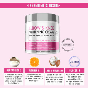 Beauty Tree Elbow and Knee Whitening Cream with Glutathione, Vitamin C & Turmeric oil for dark knees and elbows 100 ml
