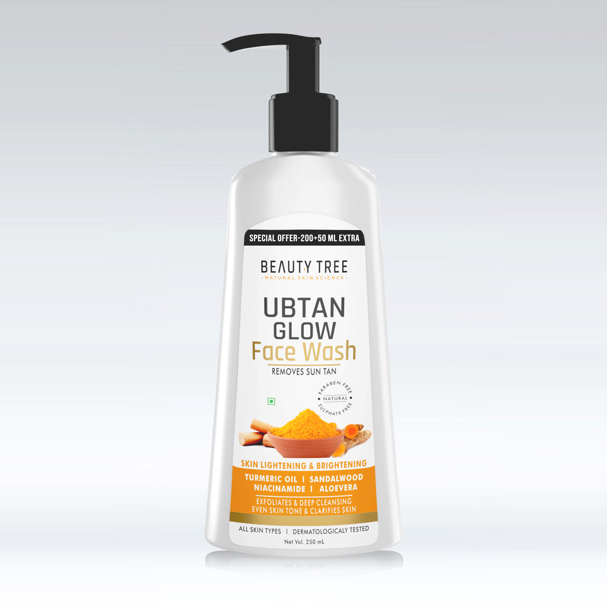 Beauty Tree Ubtan Glow Face Wash With Turmeric & Saffron | For Radiance & Glowing Skin For Women & Men 250 ml
