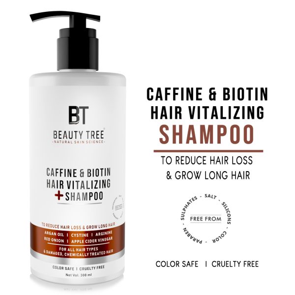 Beauty Tree Caffeine Biotin Hair Vitalizing Shampoo With Biotin & Onion Extract Reduces hair fall, promotes hair growth 300 ml