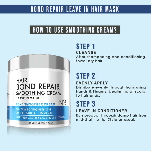Beauty tree Hair Bond Repair Smoothing Leave- in Cream epairing hair proteins for stronger, flexible hairs 100 ml
