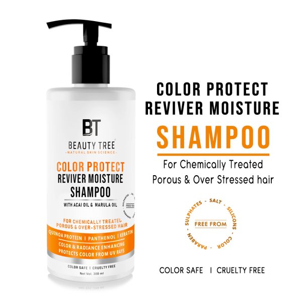 Beauty Tree Color Protect Reviver Moisture Shampoo With Quinoa Protein, Acai & Marula oil to Protect Color &Repair Damaged Hair 300 ml