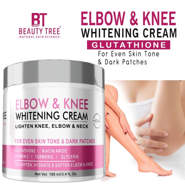 Beauty Tree Elbow and Knee Whitening Cream with Glutathione, Vitamin C & Turmeric oil for dark knees and elbows 100 ml