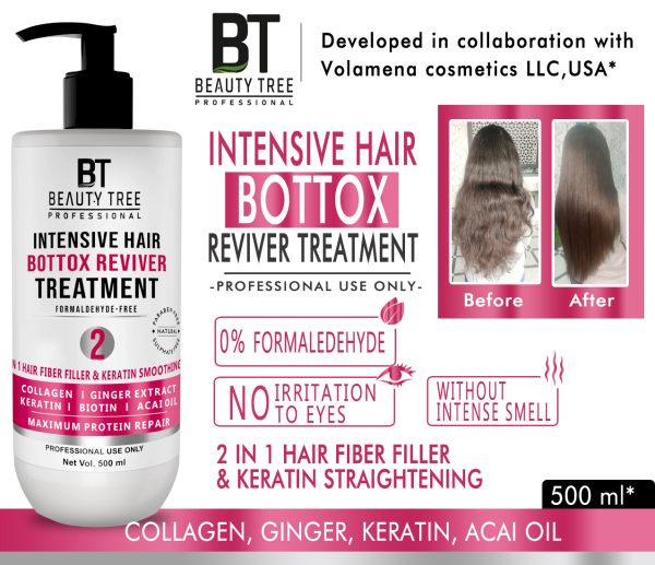 Beauty Tree Intensive Hair Bottox Reviver Treatment Formaldehyde free, Professional Hair treatment for Hair Repair, Shine & Straight hair 500 ml